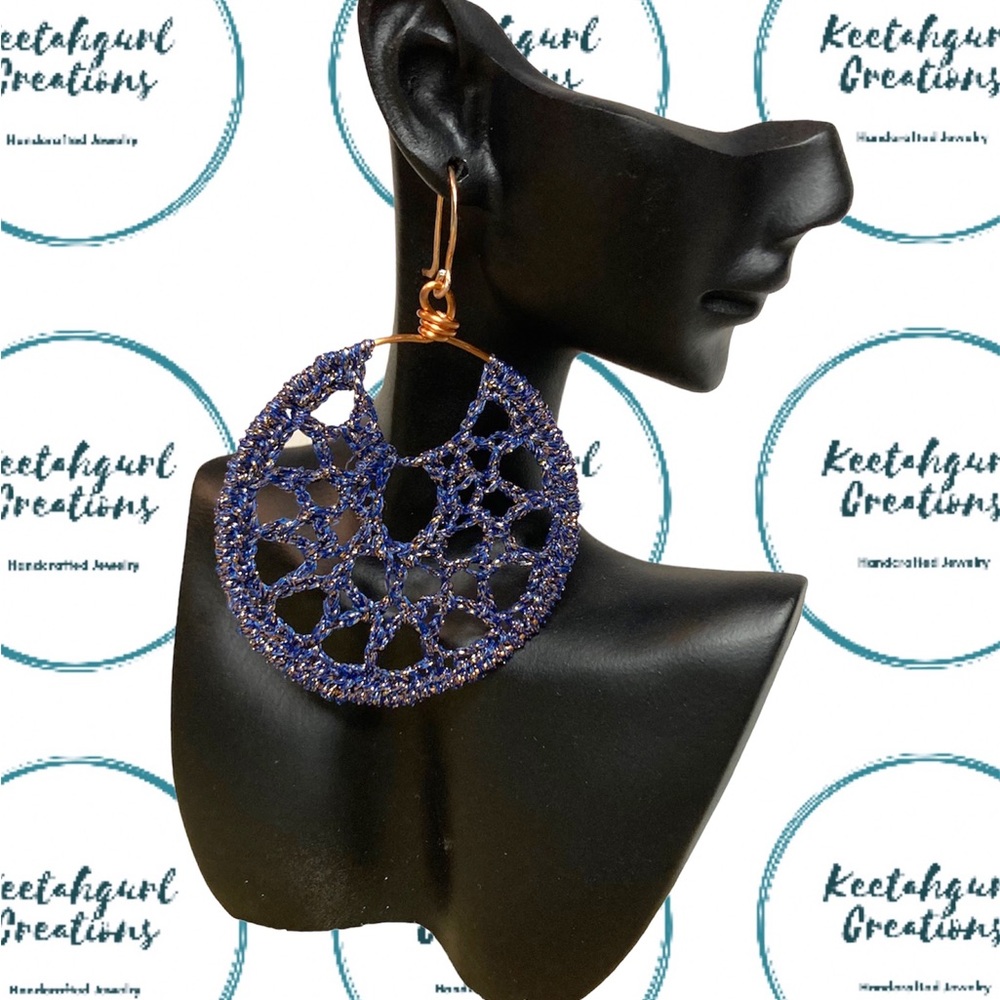 Handcrafted by Keetahgurl Sparkle Crochet Web Earrings